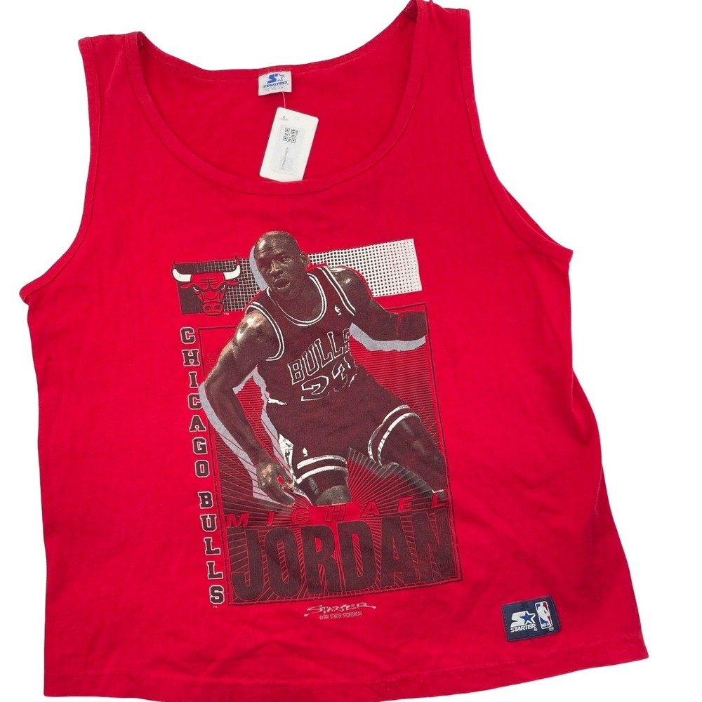 Starter Men's Tank Top Chicago Bulls Red Vintage 1990s Extra Large